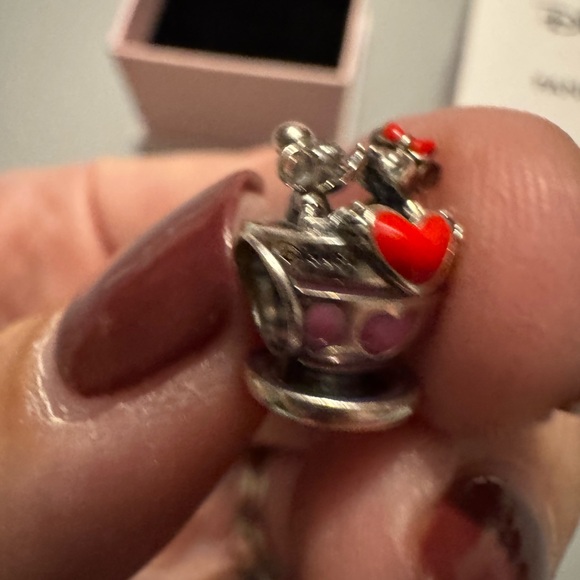 Disney Parks Charm with Red and Pink Hearts Pandora. Like new - Picture 6 of 6